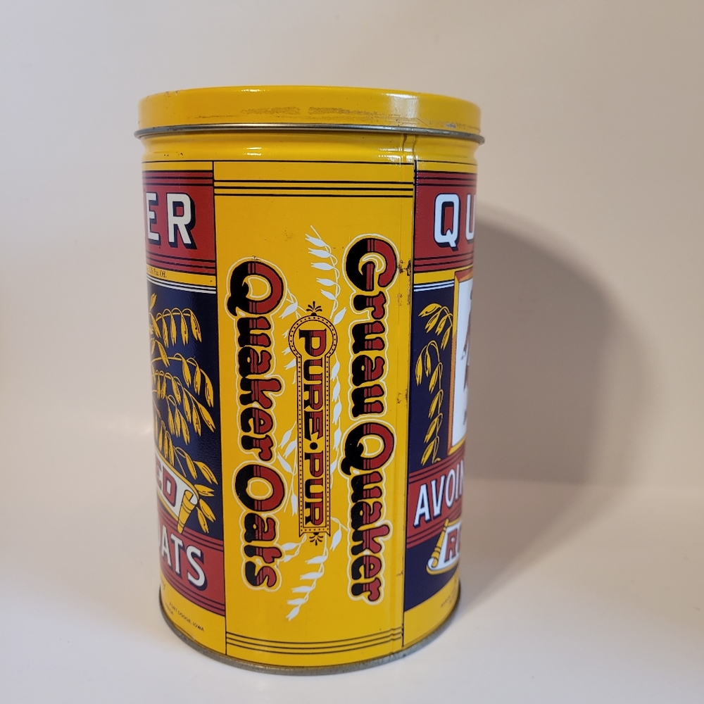 Vintage Quaker Oats Tin Canister Bilingual - Picture 2 of 10
